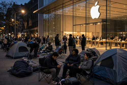 iPhone Duo выходит 23 октября: покупатели ночуют у магазинов перед началом продаж